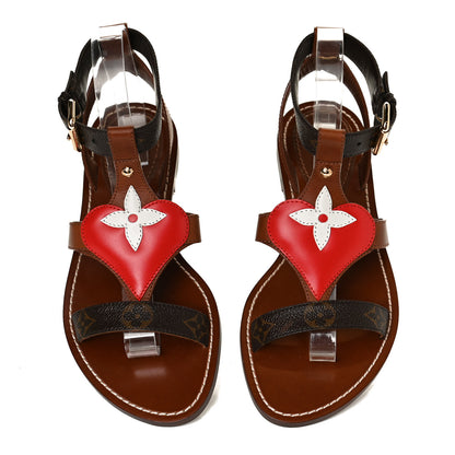 Louis Vuitton Calfskin Game On Playful Flat Sandals 37.5 Brown 5 of 10