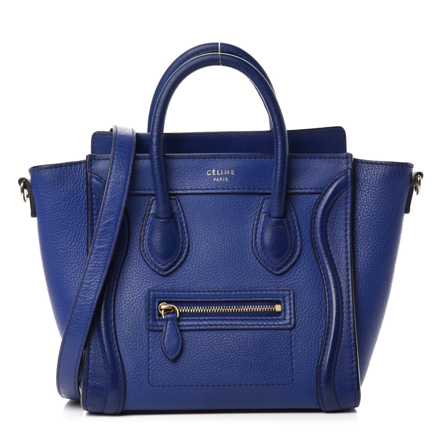 Celine Drummed Calfskin Nano Luggage Indigo 1 of 9