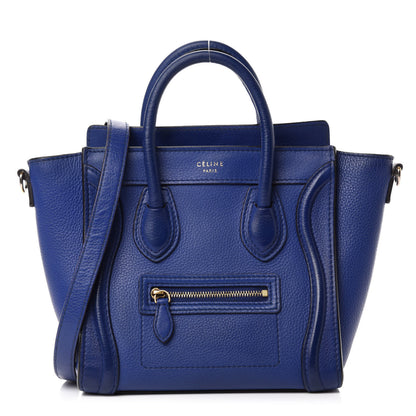 Celine Drummed Calfskin Nano Luggage Indigo 1 of 9