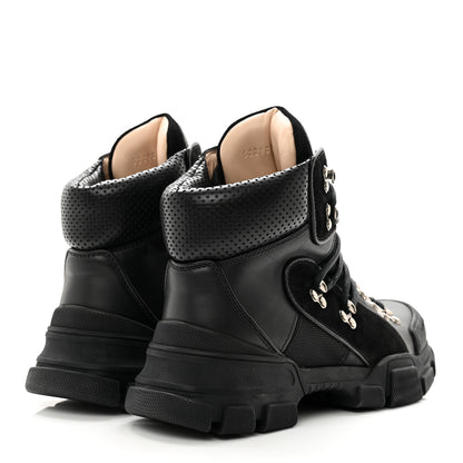 Gucci X SEGA Calfskin Suede Technical Canvas Womens Flashtrek High-Top Sneakers 39 Black 4 of 9