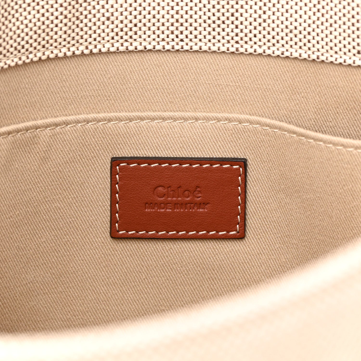 Chloe Cotton Calfskin Medium Woody Ribbon Tote White Brown 6 of 13