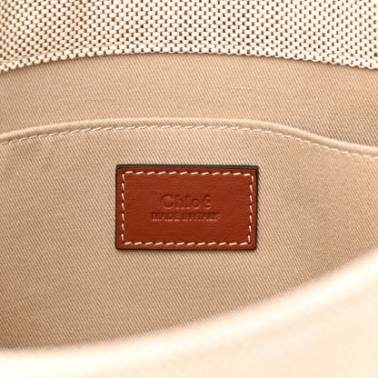Chloe Cotton Calfskin Medium Woody Ribbon Tote White Brown 6 of 13