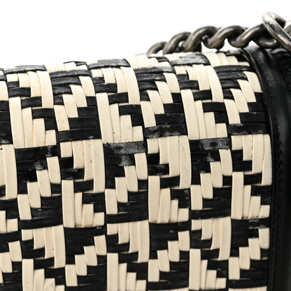 Chanel Calfskin Woven Medium Boy Flap Black White 14 of 14