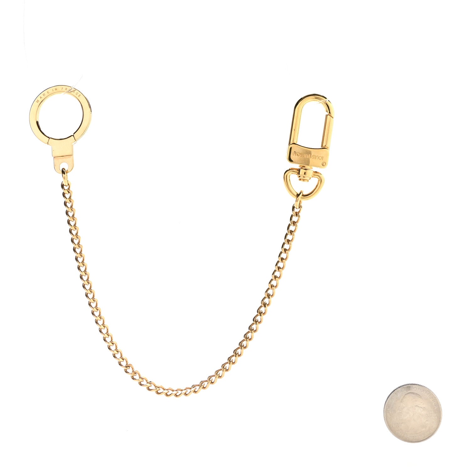 Louis Vuitton Metal Pochette Extender Key Ring Chain Gold 2 of 3