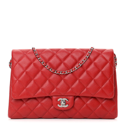 Chanel Caviar Quilted Clutch With Chain Flap Red 1 of 12