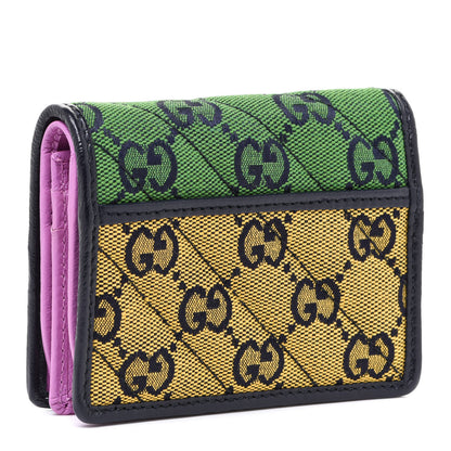 Gucci Monogram Multicolor Matelasse Diagonal GG Marmont Card Case Wallet Green Blue Yellow Candy Mousse 3 of 8