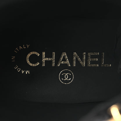 Chanel Suede Lambskin Patent Calfskin CC Cap Toe Ankle Boots 40 Black 9 of 12