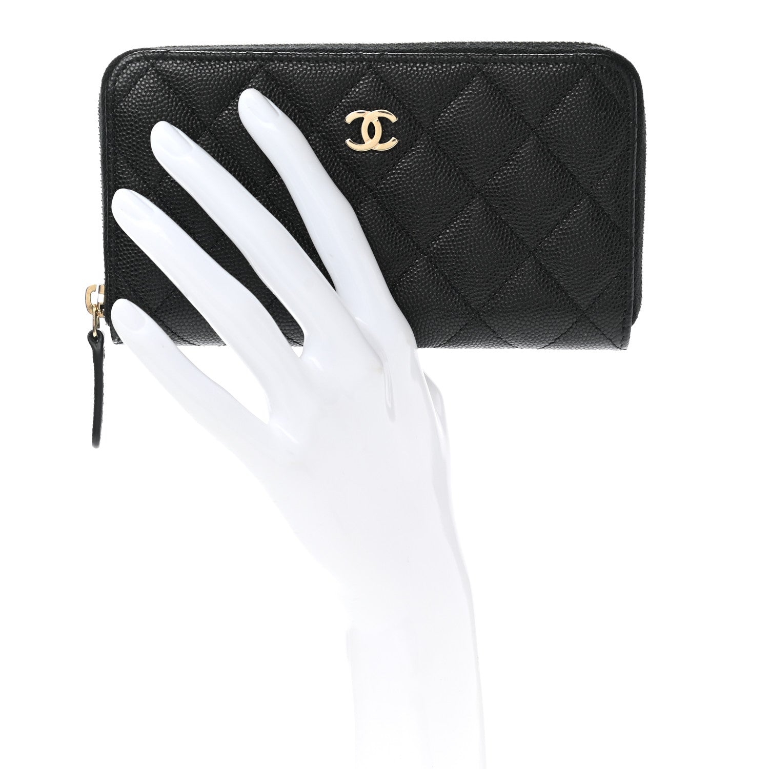 Chanel Caviar Quilted Small Zip Around Wallet Black 2 of 9