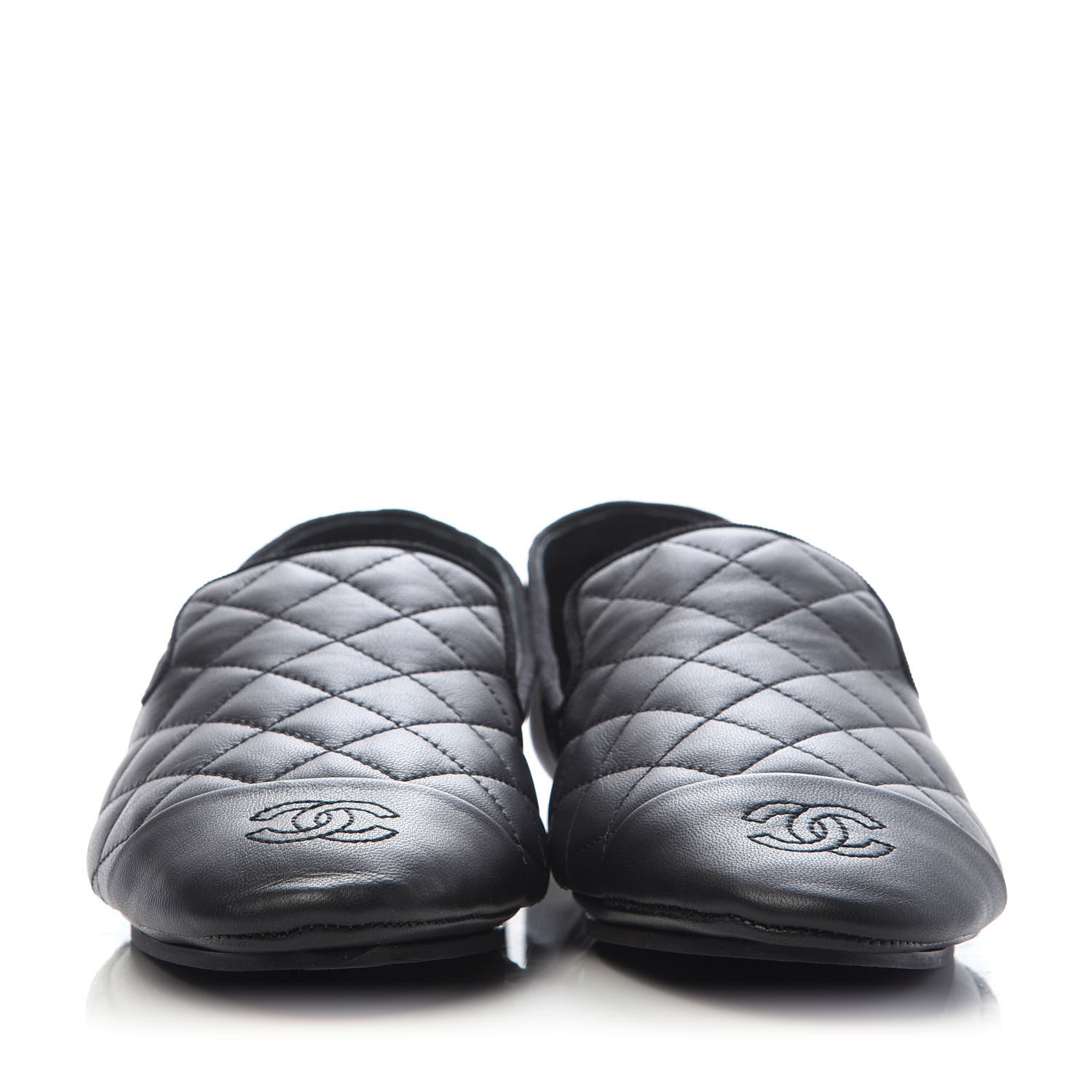 Chanel Lambskin Quilted Cap Toe Slipper With Pouch 39 Black 2 of 10