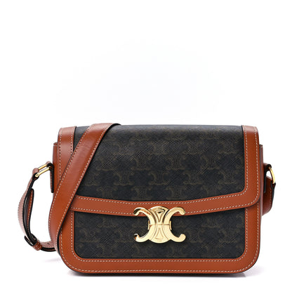 Celine Triomphe Canvas Calfskin Medium Triomphe Bag Tan 1 of 13