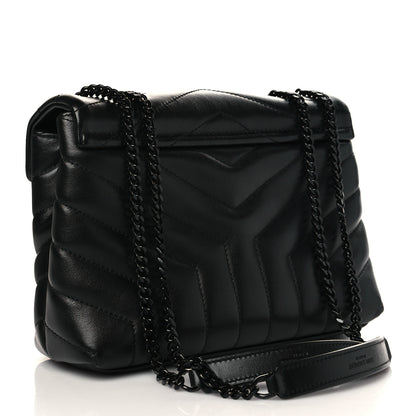 Saint Laurent Calfskin Y Quilted Monogram Monochrome Small Loulou Chain Satchel Black 3 of 6