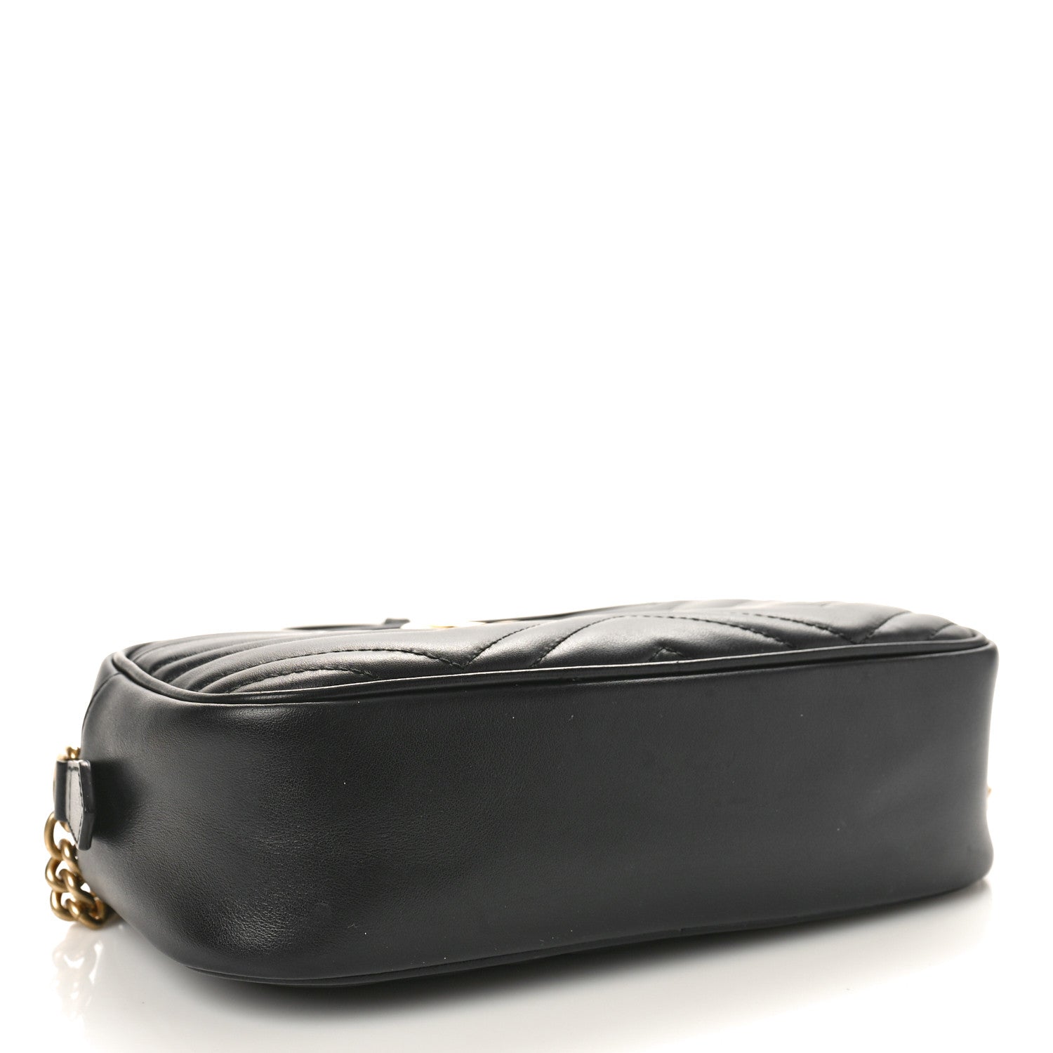 Gucci Calfskin Matelasse Small GG Marmont Chain Shoulder Bag Black 4 of 10