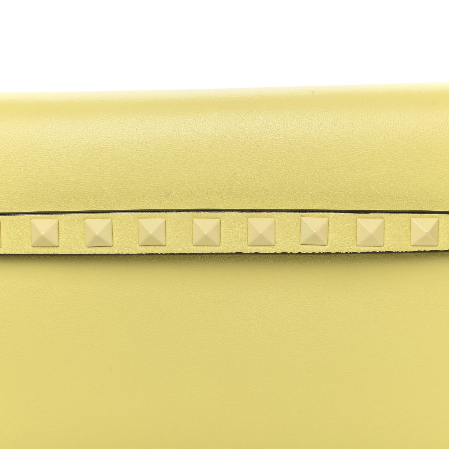 Nappa Monochrome Rockstud Wristlet Clutch Soft Yellow