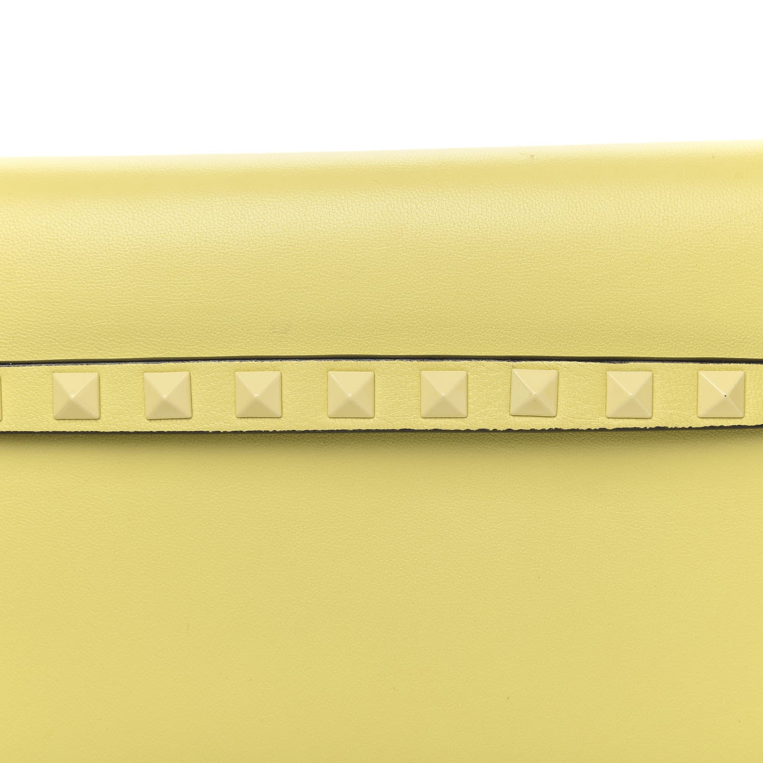 Valentino Garavani Nappa Monochrome Rockstud Wristlet Clutch Soft Yellow 12 of 14
