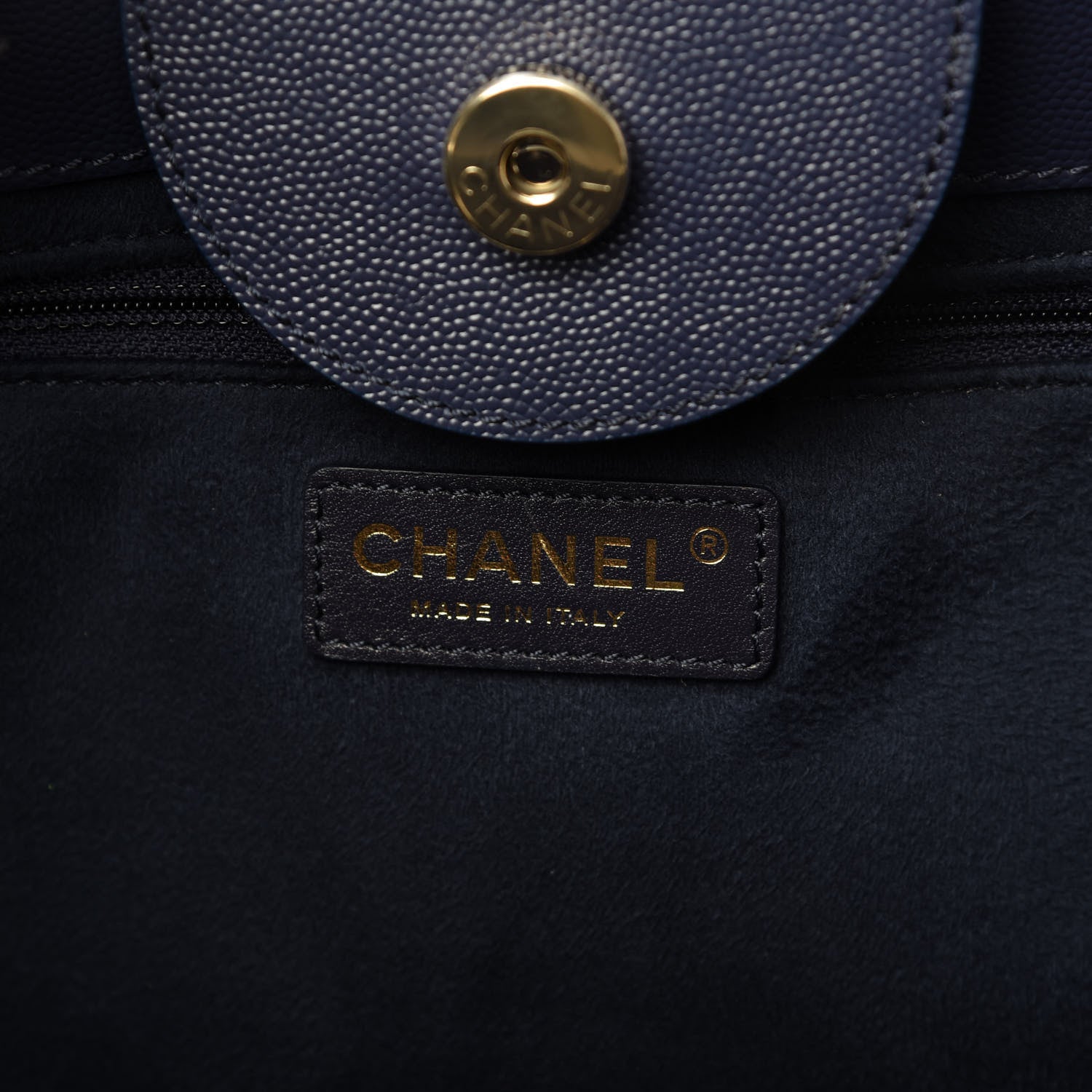 Chanel Caviar Small Studded Deauville Tote Navy 8 of 11
