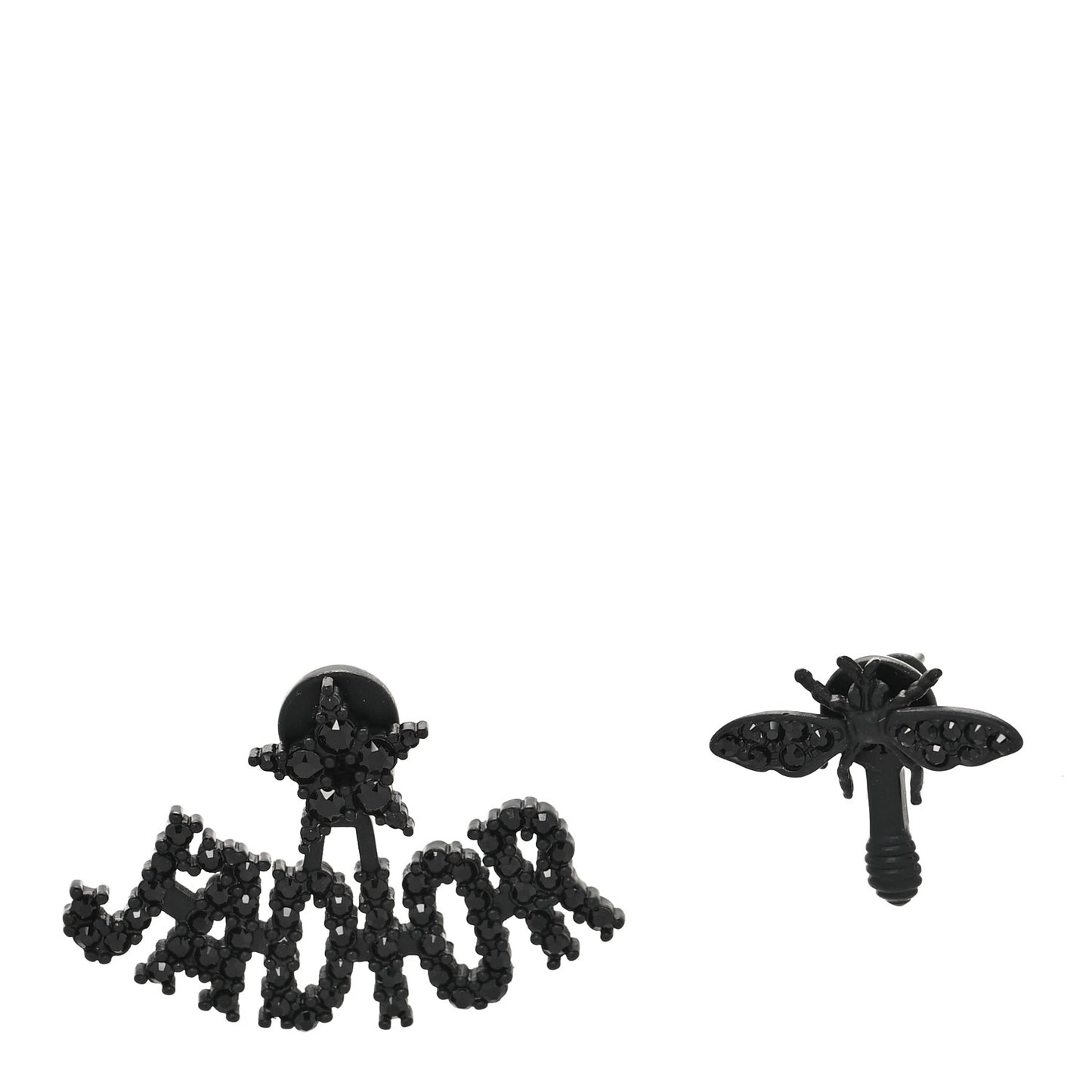 Palladium Crystal J adior Earrings Black