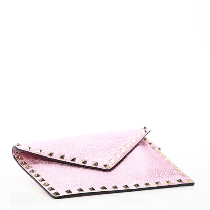 Valentino Garavani Metallic Pebbled Calfskin Medium Rockstud Envelope Flat Wristlet Pouch Giacinto 4 of 6