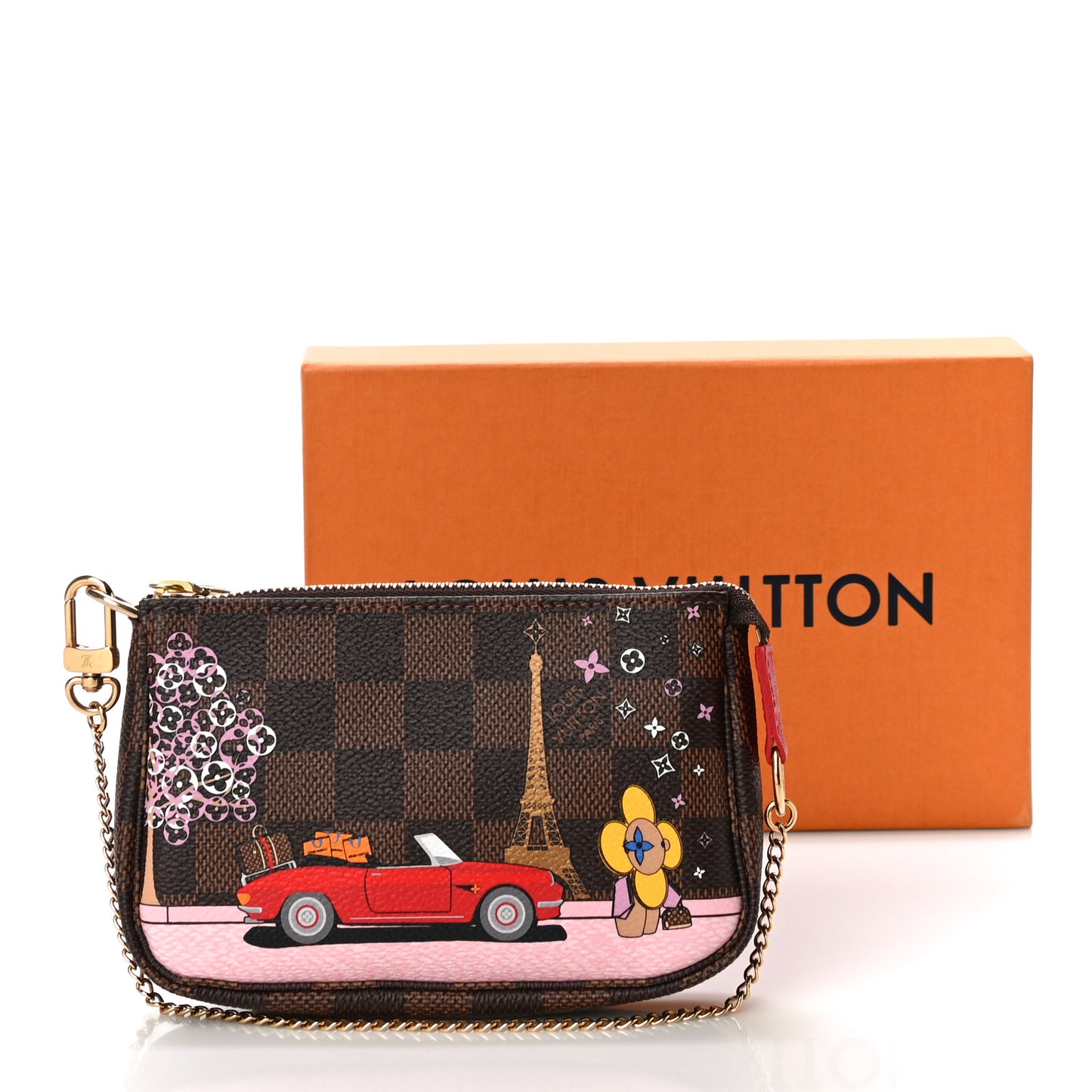 Damier Ebene 2019 Christmas Animation Mini Pochette Accessories Red