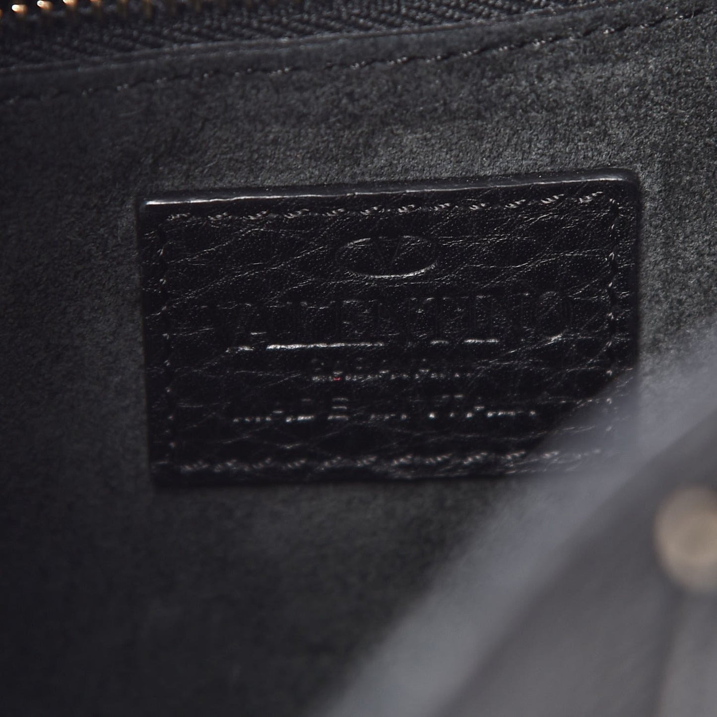Grained Calfskin Rockstud Bucket Bag Black