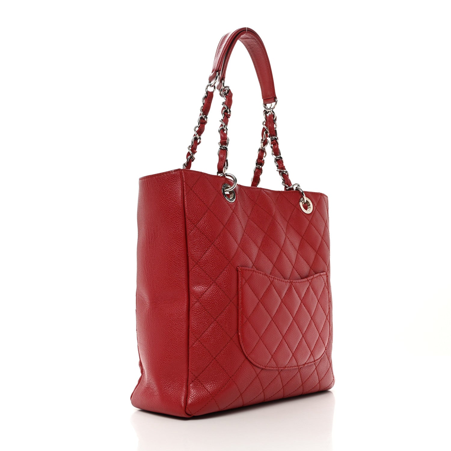 Chanel Caviar Quilted Vertical Grand Shopping Tote GST Red 2 of 11