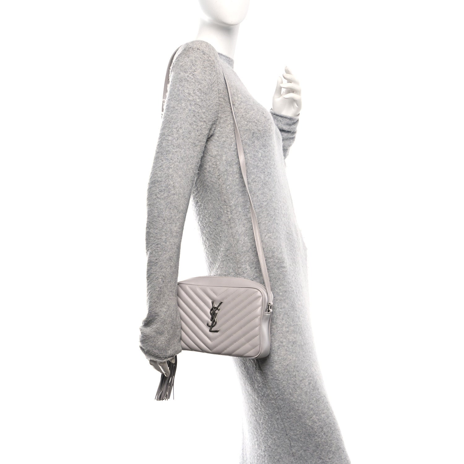 Saint Laurent Calfskin Matelasse Monogram Lou Camera Bag Granite 2 of 11
