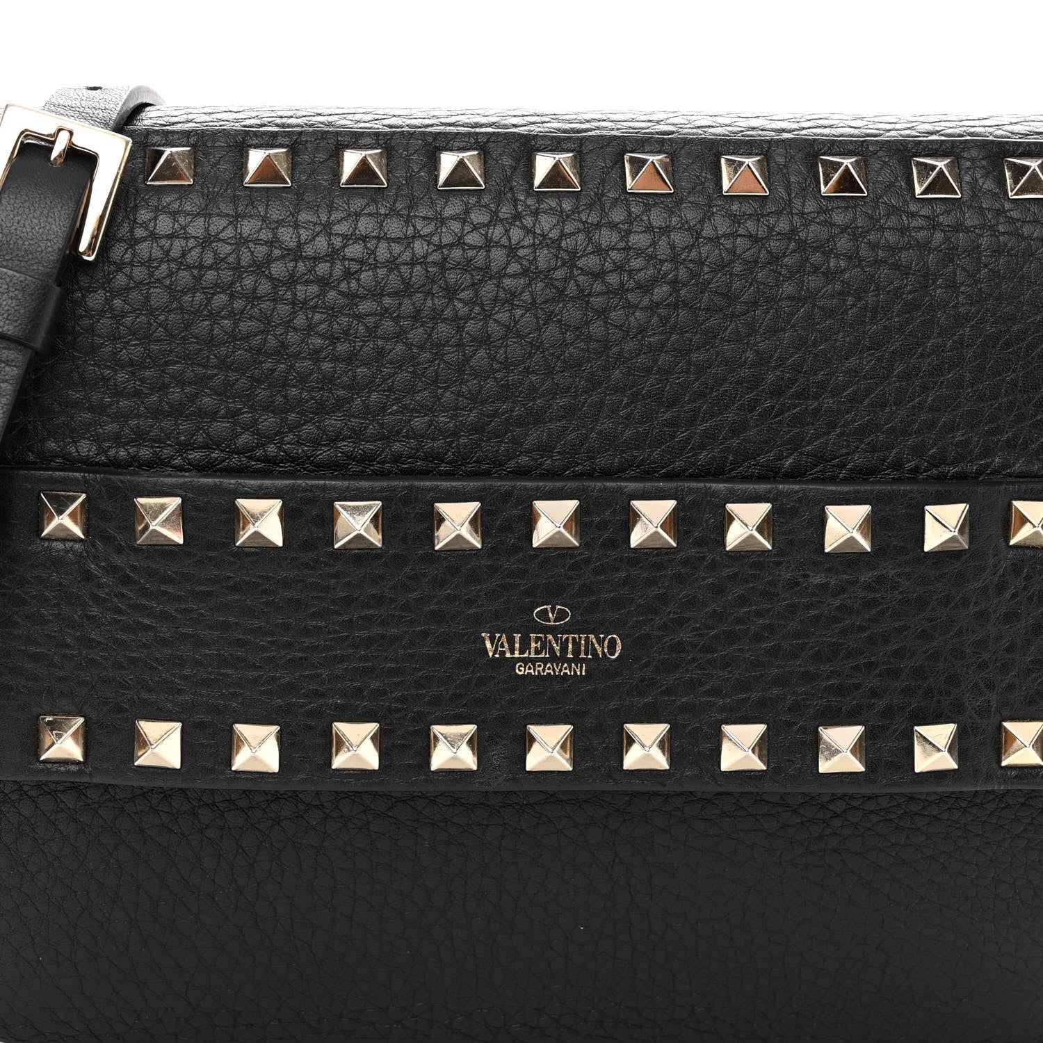 Valentino Garavani Pebbled Calfskin Rockstud Side Slip Crossbody Black 7 of 10