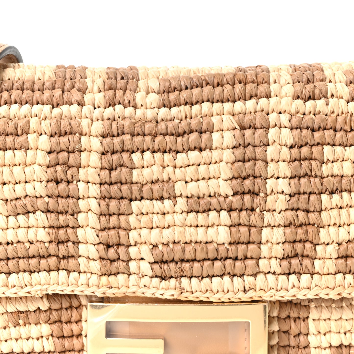 Raffia FF Mini Baguette Beige