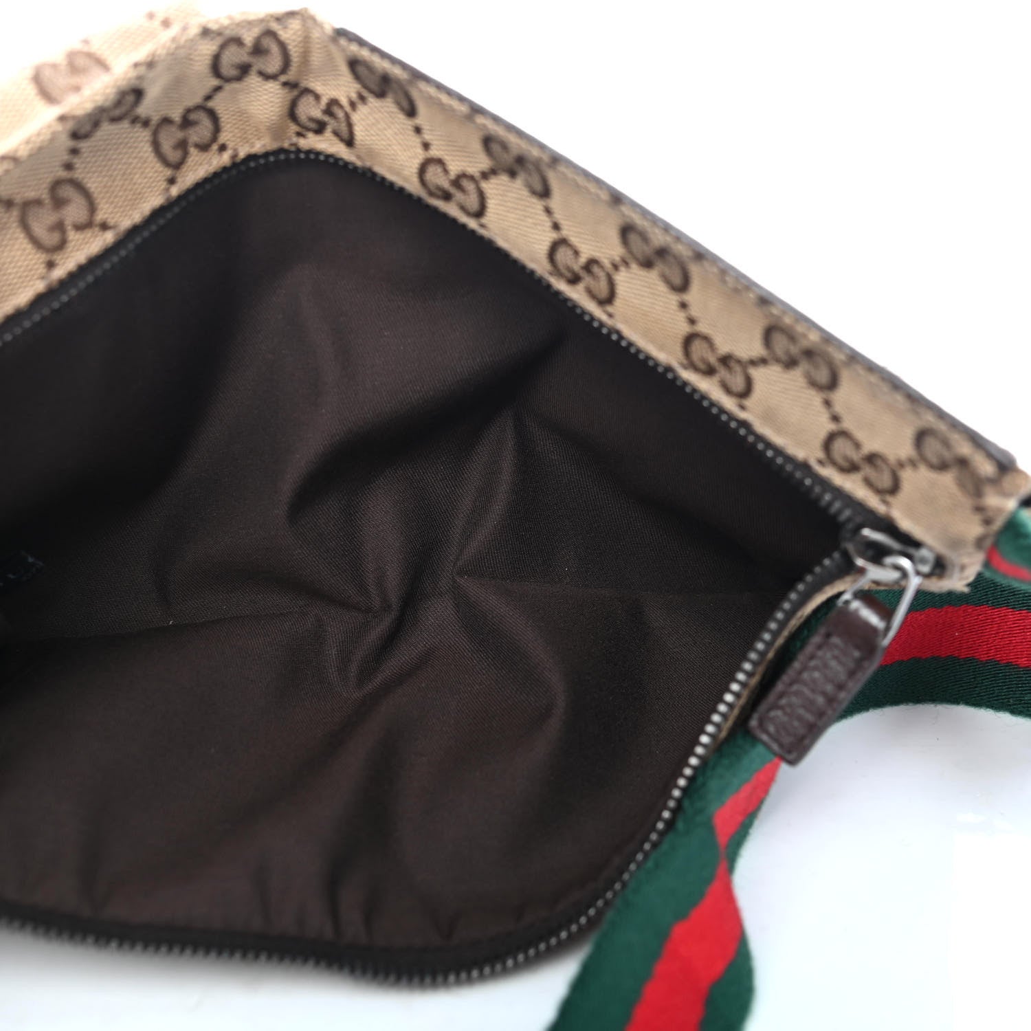 Gucci GG Monogram Web Double Pocket Belt Bag Dark Brown 3 of 4