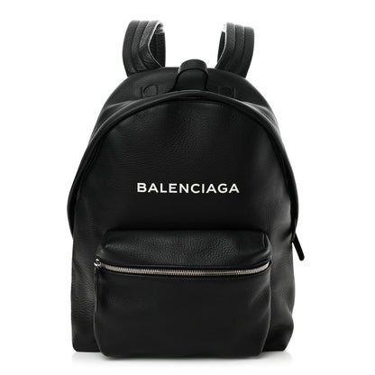 Balenciaga Calfskin Logo Small Everyday Backpack Black White 1 of 14
