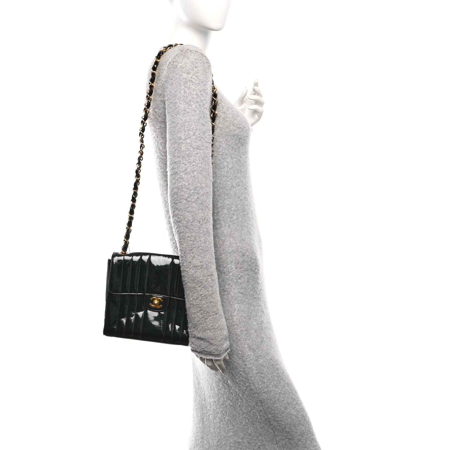 Chanel Patent Vertical Quilt Small Flap Black 2 of 12