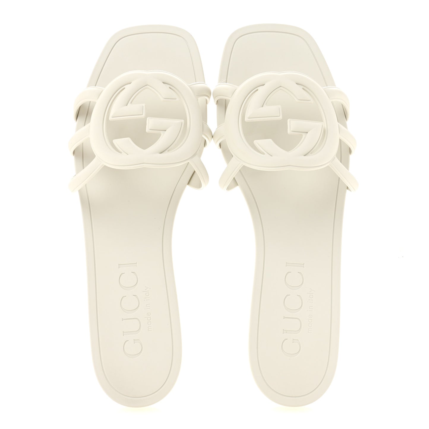 Rubber Interlocking G Womens Slide Sandals 39 Mystic White