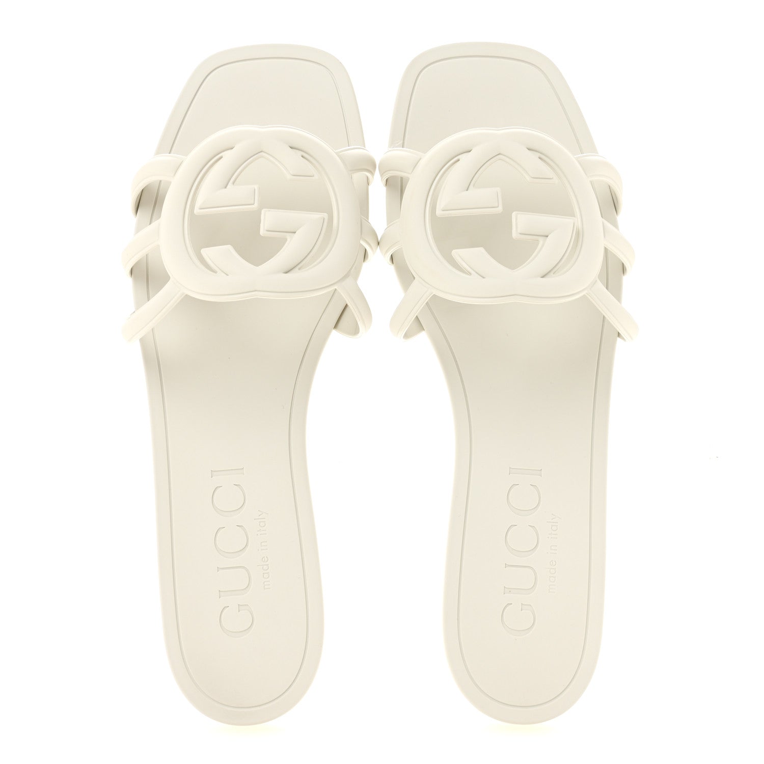 Gucci Rubber Interlocking G Womens Slide Sandals 39 Mystic White 2 of 10