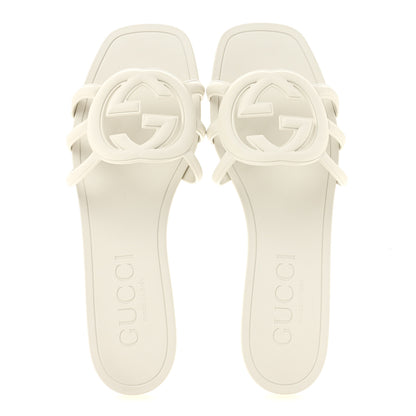 Gucci Rubber Interlocking G Womens Slide Sandals 39 Mystic White 2 of 10