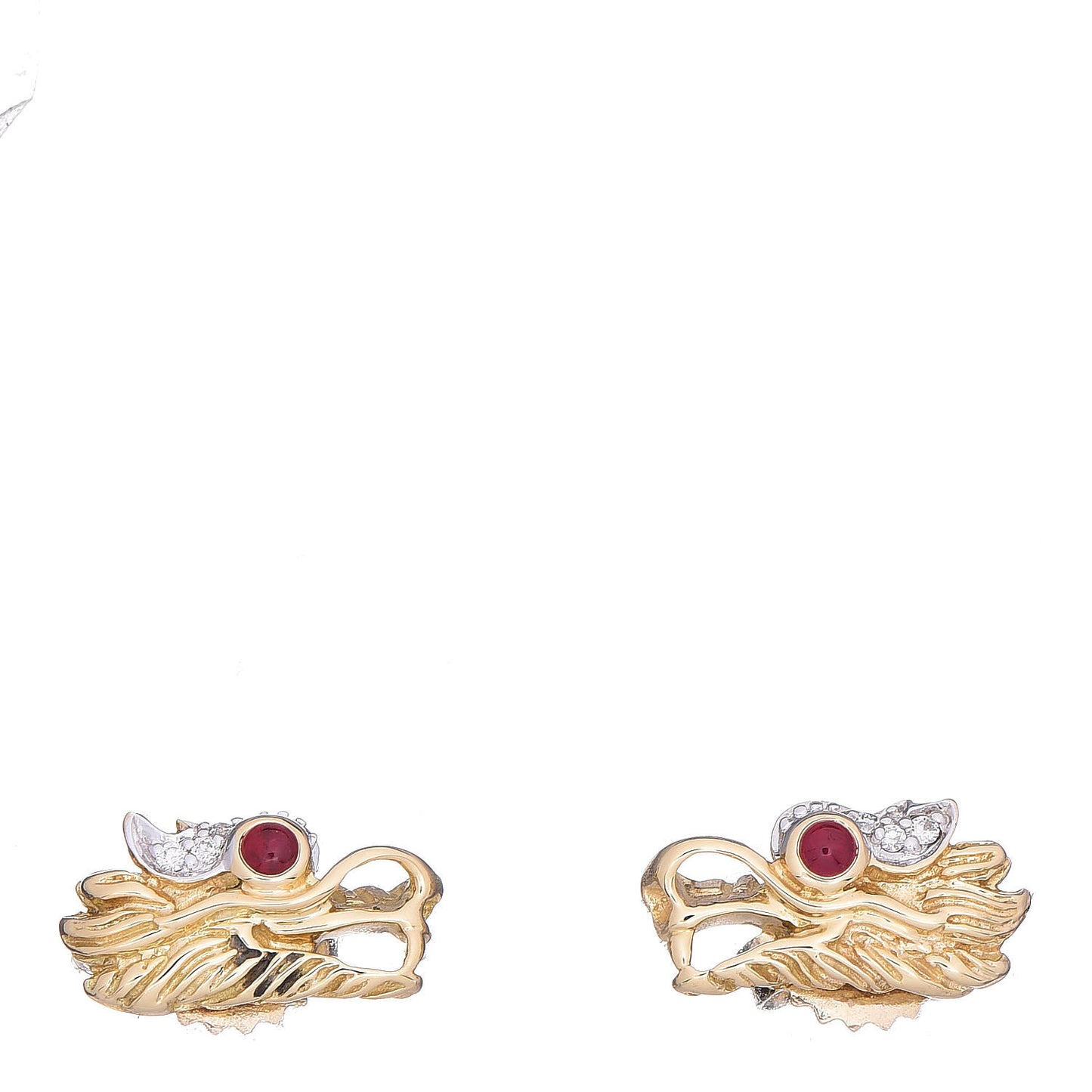 18K Yellow Gold Diamond Ruby Legends Naga Earrings