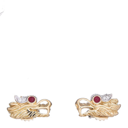 John Hardy 18K Yellow Gold Diamond Ruby Legends Naga Earrings 1 of 4