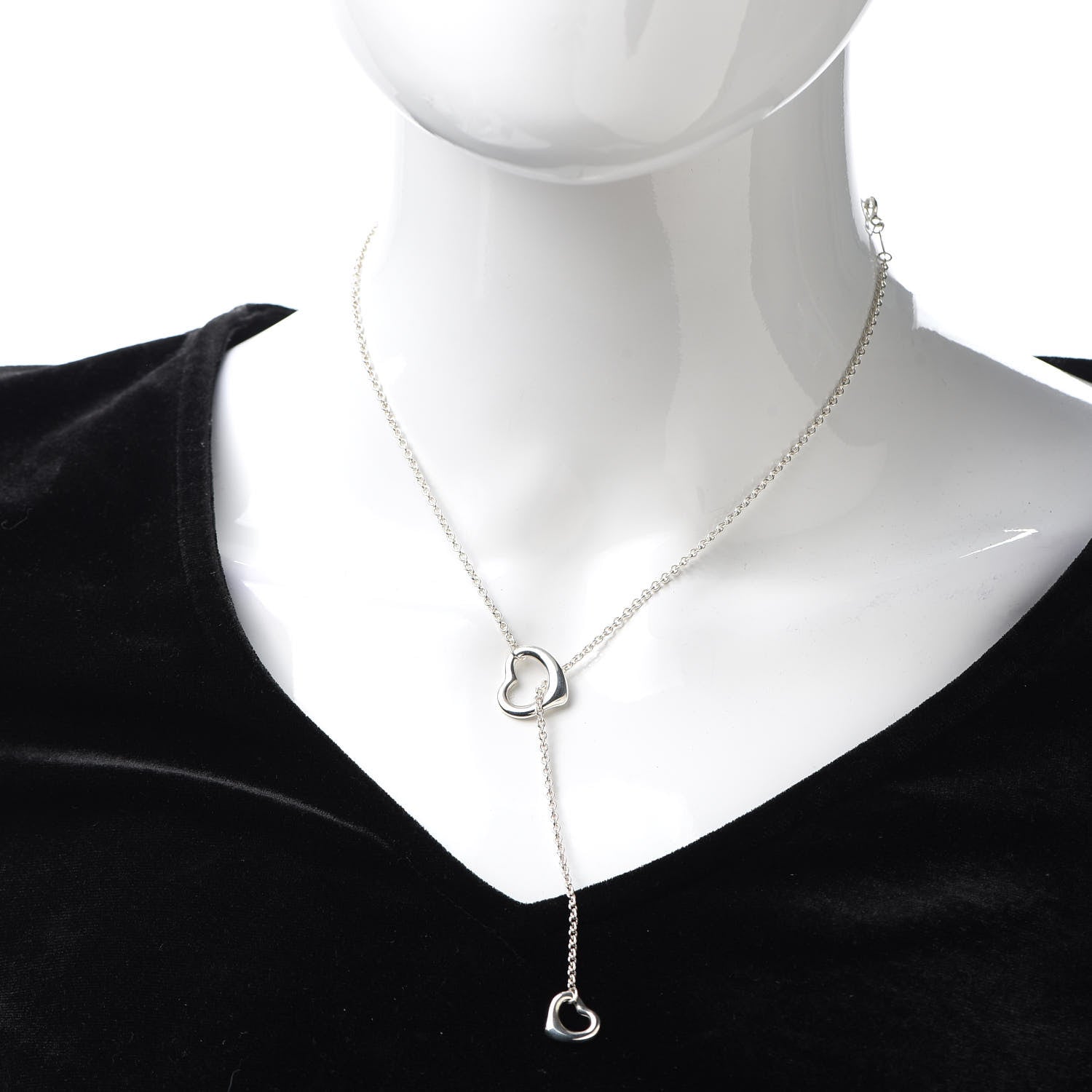 Tiffany Sterling Silver Elsa Peretti Open Heart Lariat Necklace 2 of 6