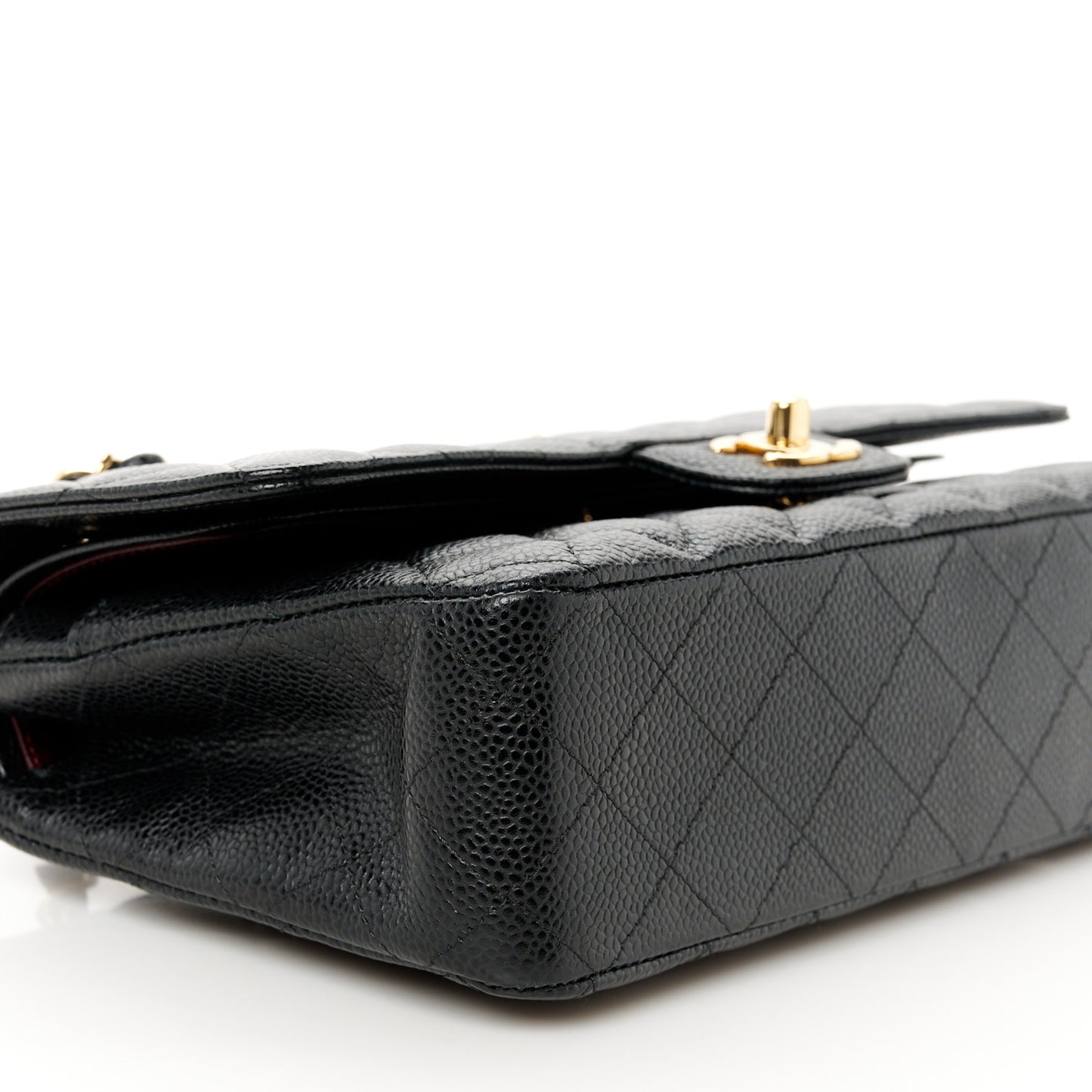 Caviar Quilted Medium Double Flap Black