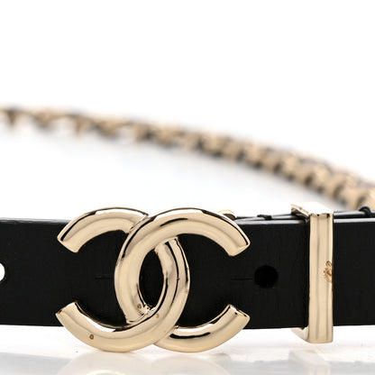Chanel Lambskin Metal Resin CC Heart Chain Belt 90 36 Black Gold 3 of 6