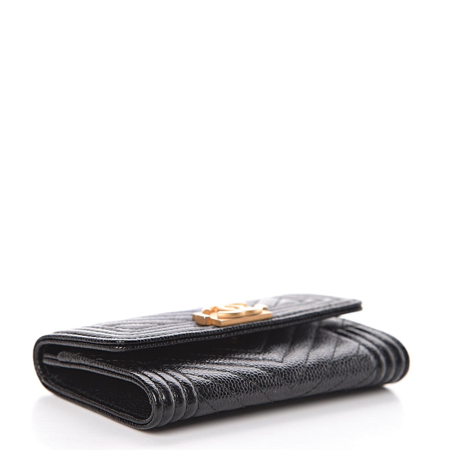 Chanel Caviar Chevron Quilted Boy Flap Card Holder Black 4 of 10