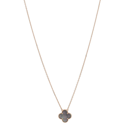 Van Cleef & Arpels 18K Rose Gold Gray Mother of Pearl Vintage Alhambra Pendant Necklace 1 of 3