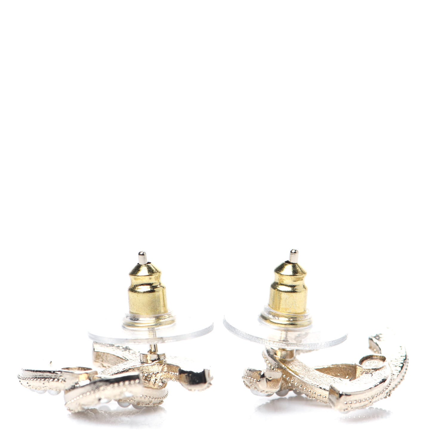 Crystal Pearl CC Earrings Gold