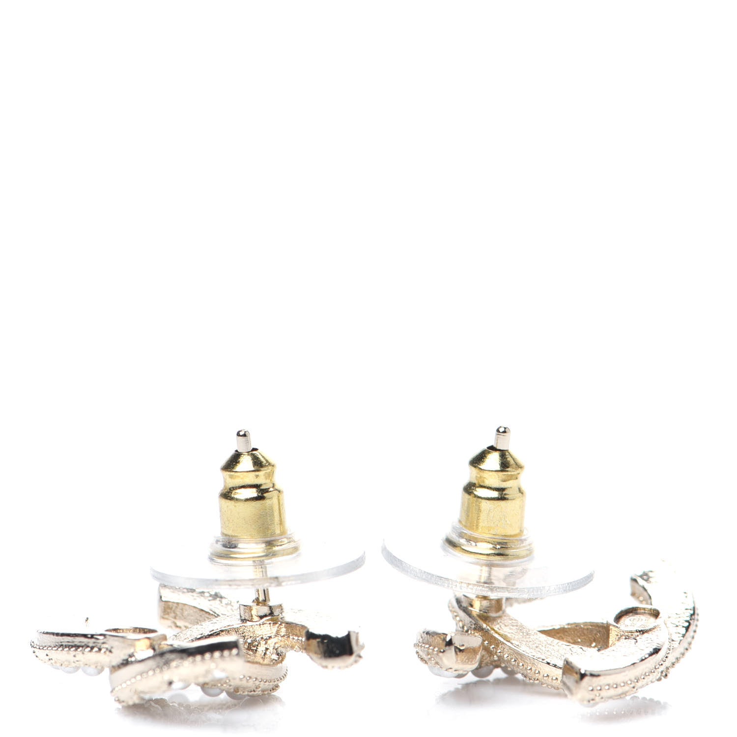 Chanel Crystal Pearl CC Earrings Gold 5 of 6