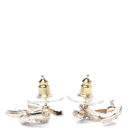 Chanel Crystal Pearl CC Earrings Gold 5 of 6