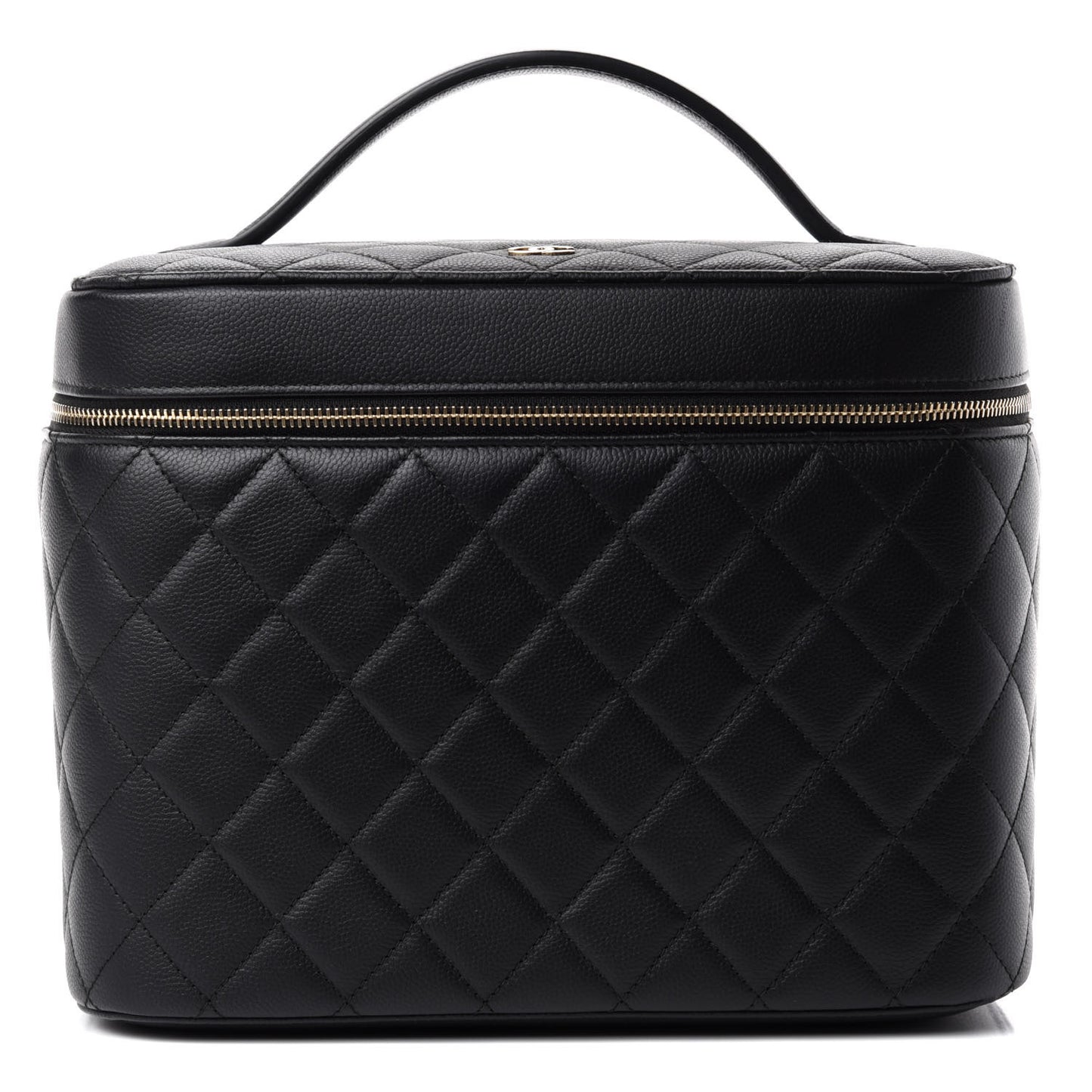 Caviar Quilted Large Vanity Pouch Black