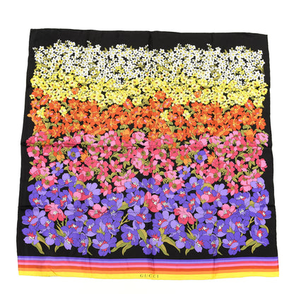 Gucci Silk Degrade Floral Square Scarf Black Multicolor 1 of 5