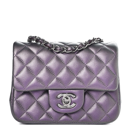 Chanel Iridescent Lambskin Quilted Mini Square Flap Dark Purple 1 of 8
