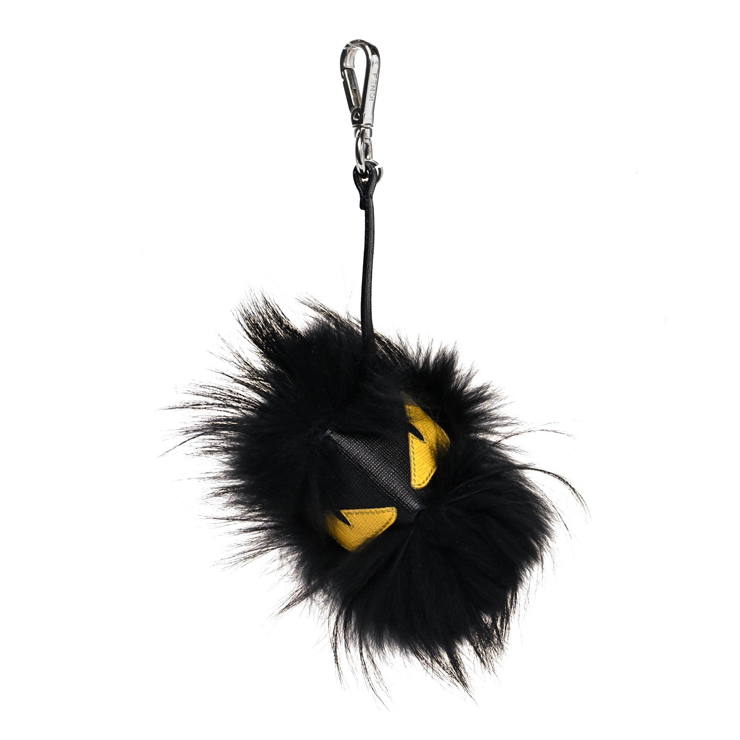 Fendi Vitello Elite Fox Fur Fusto Monster Bag Bug Charm Black Yellow 1 of 3