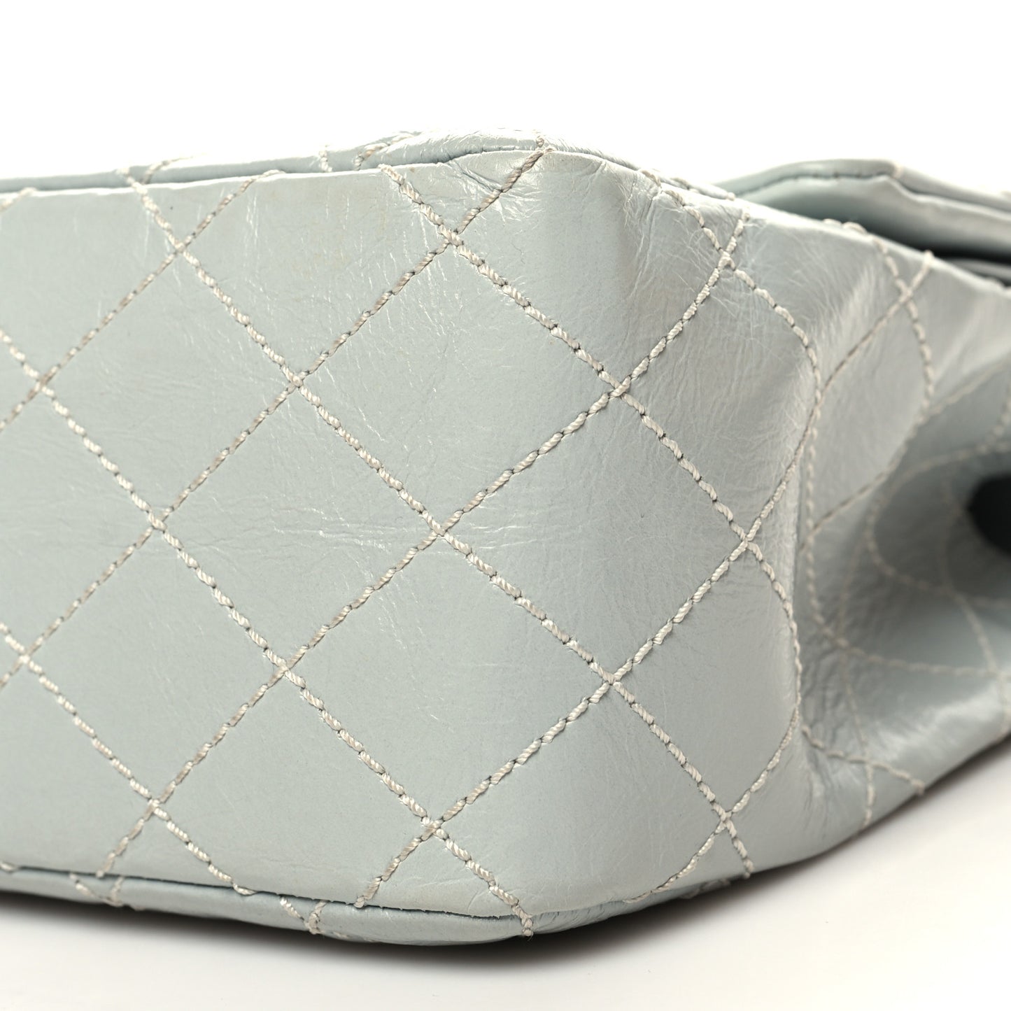 Glazed Calfskin Quilted Surpique 2.55 Reissue Flap Light Blue