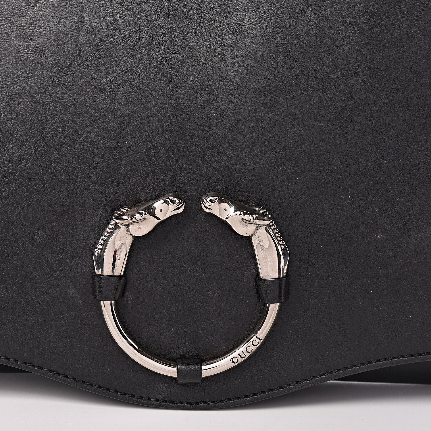 Gucci Calfskin Ribot Horse-Heads Clutch Black 13 of 18
