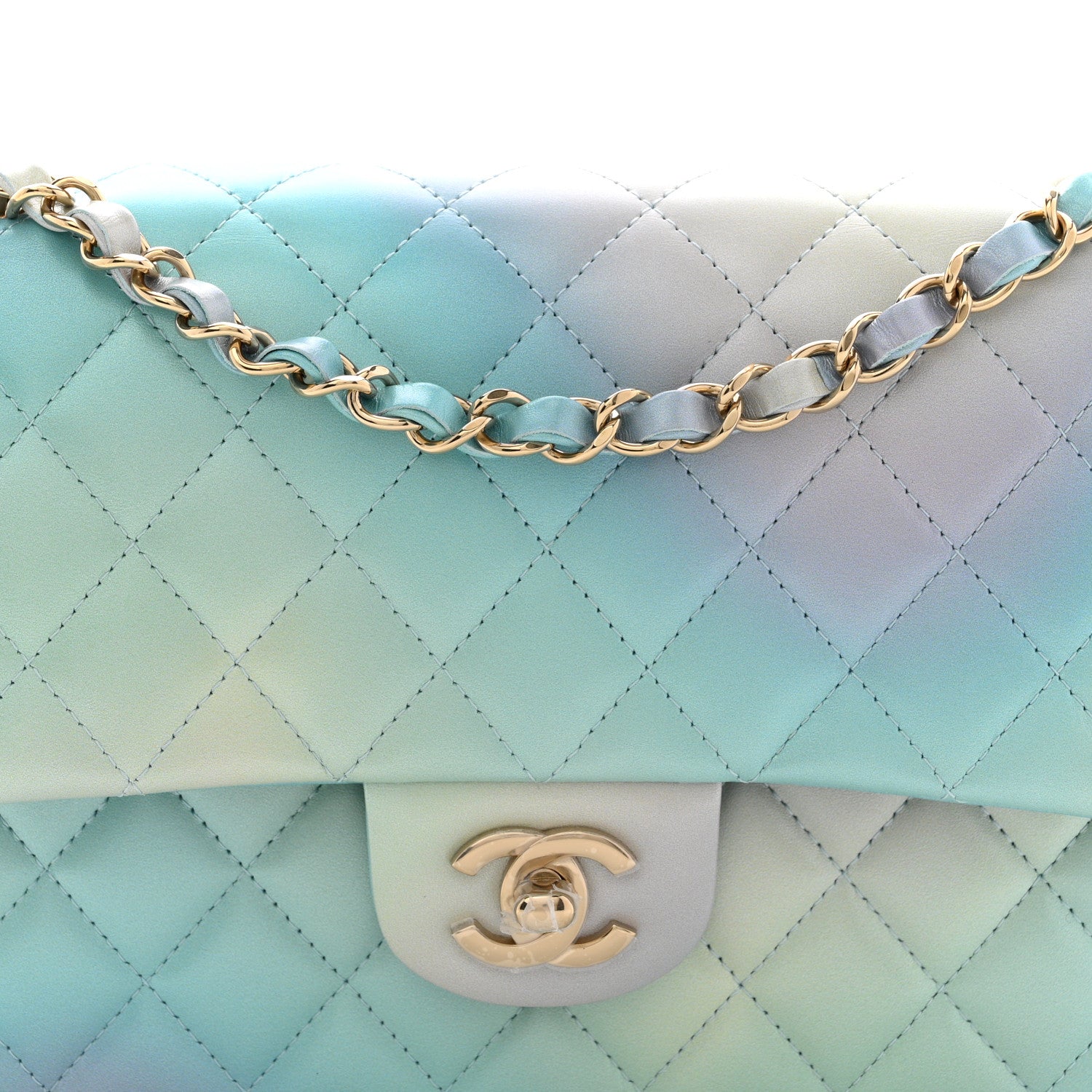 Chanel Lambskin Quilted Ombre Small Double Flap Blue Multicolor 8 of 11